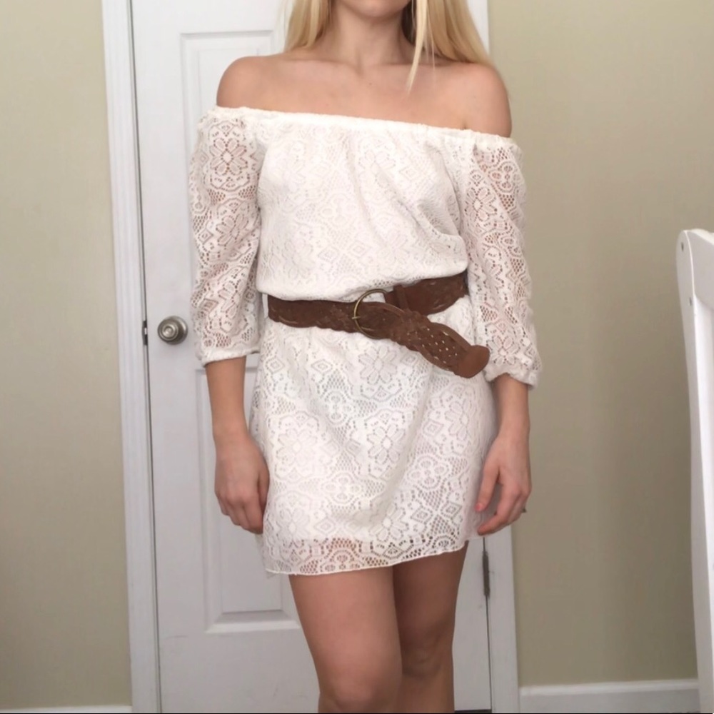 White Off the Shoulder Dress💜